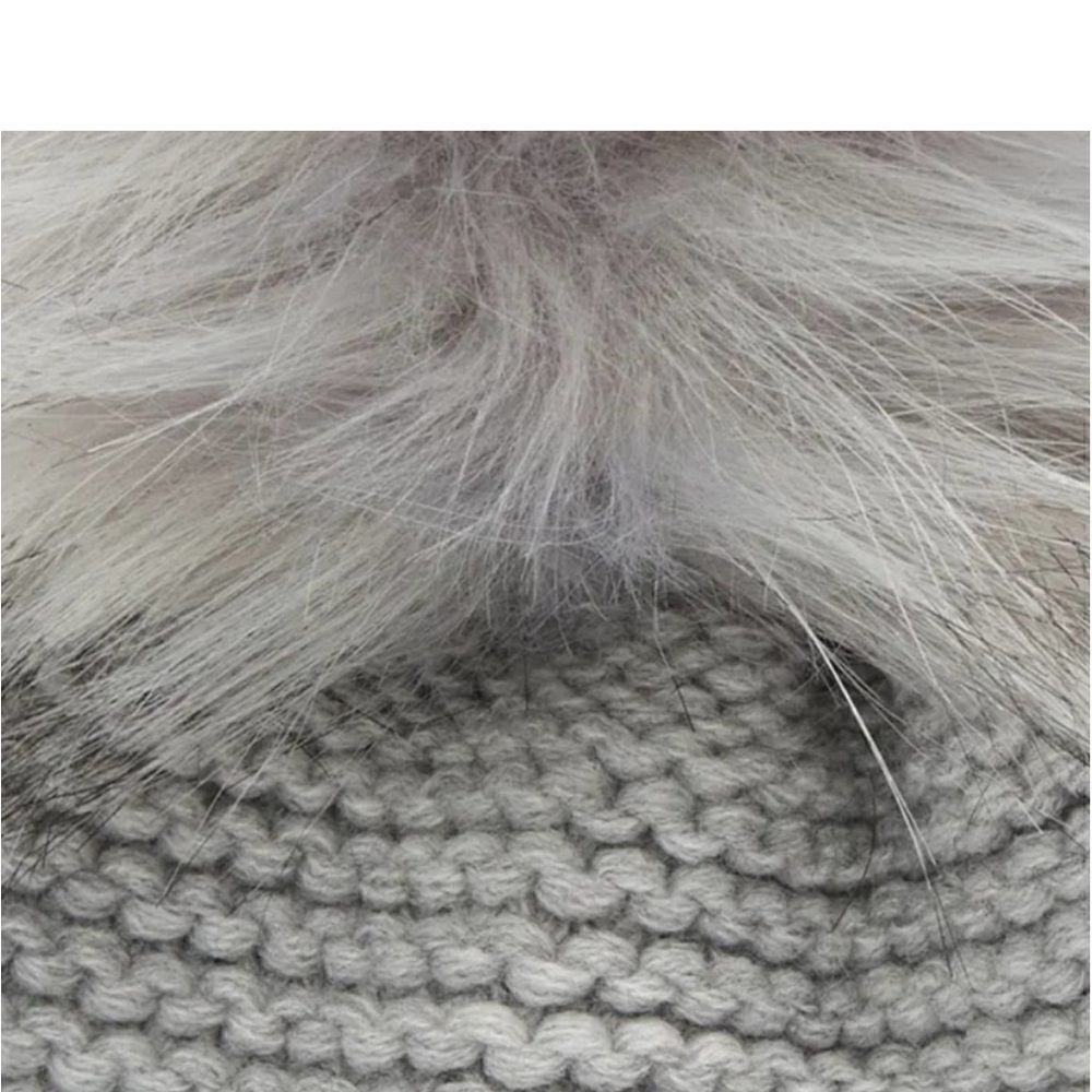 Kyi Kyi Women’s Wool Blend Knit Beanie With Faux Fur Pom Gray Nwt — image 8 of 8